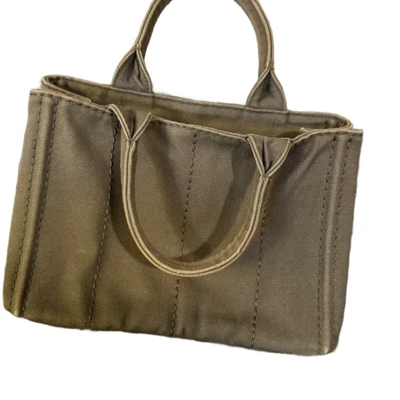 Prada Olive Green Canvas Tote Bag - Picture 4 of 8
